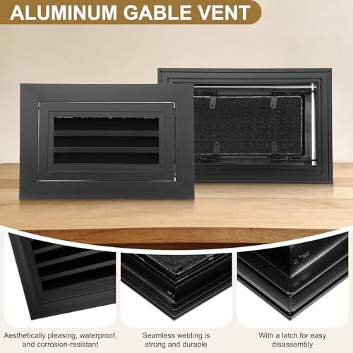 Gable Louver Air Vent w/ Screen Mesh Filter Removable Door view 3