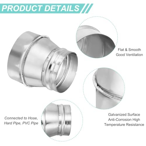 Galvanized Steel Air Ducting Pipe Vent Hose Reducer Increaser Round Dryer view 3