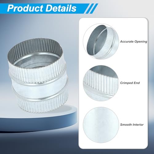 Galvanized Steel Straight Dryer Vent Coupler Flexible Ducting Collar view 3