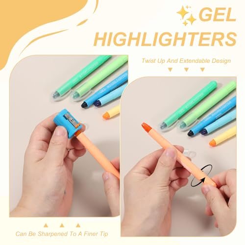 Gel Highlighters Pens Wax Crayon Marker Pen Twist Up view 4