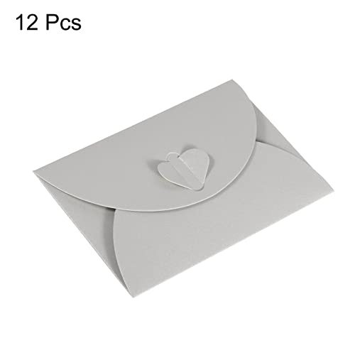 Gift Card Envelopes, 12pcs Heart Shaped Clasp Mini Envelope, Silver view 3