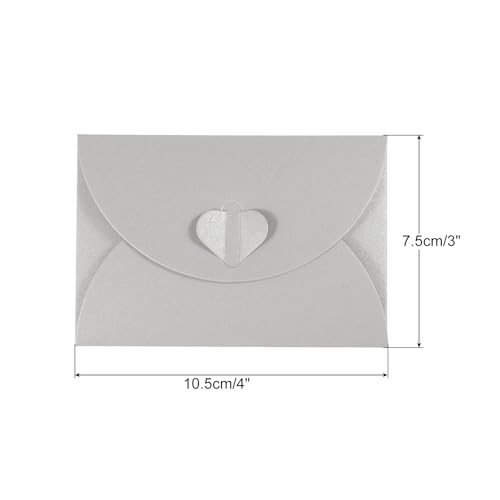 Gift Card Envelopes, 12pcs Heart Shaped Clasp Mini Envelope, Silver view 2