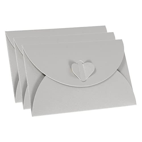 Gift Card Envelopes, 12pcs Heart Shaped Clasp Mini Envelope, Silver — PATIKIL