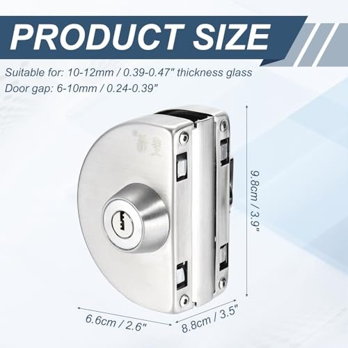 Glass Door Lock, 304 Stainless Steel Frameless view 2