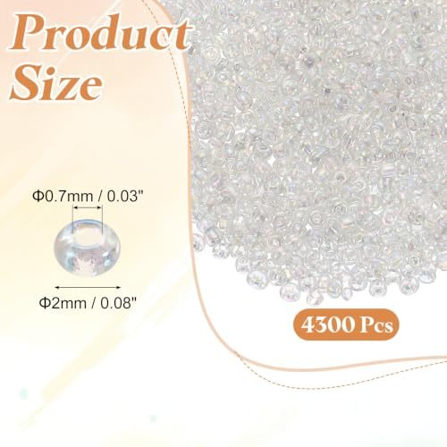 Glass Seed Beads 2mm Loose Beads Iridescent Light Grey 4300Pcs view 2