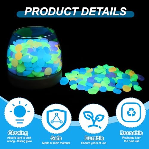 Glowing Stones, 100Pcs Glow in the Dark Rocks view 3