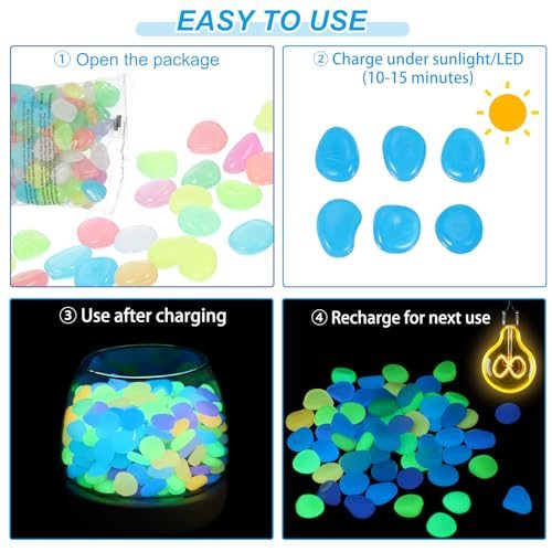 Glowing Stones, 100Pcs Glow in the Dark Rocks view 4