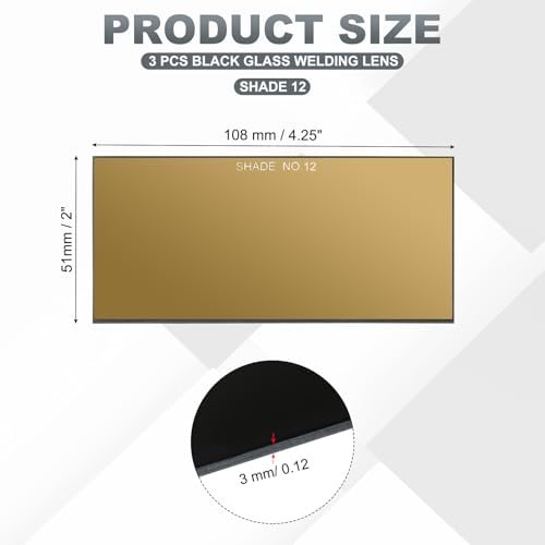 Gold Welding Glass Lens Shade 122"x4.25" Hardened Filter 3 Pack view 2