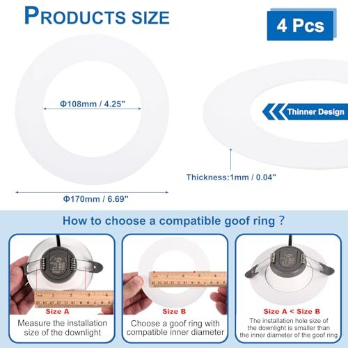 Goof Rings for 4" Inch Recessed Can Lighting Down Light view 2