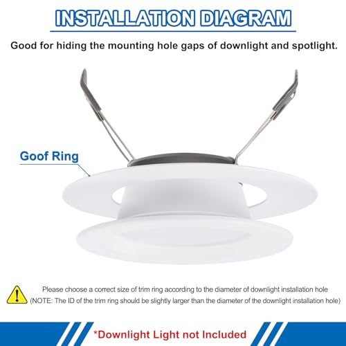 Goof Rings for 6 Inch Recessed Can Lighting Down Light, Metal Goof Trim view 3