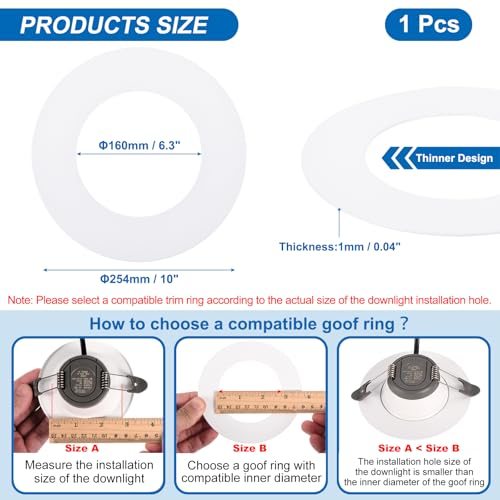 Goof Rings for 6 Inch Recessed Can Lighting Down Light, Metal Goof Trim view 2