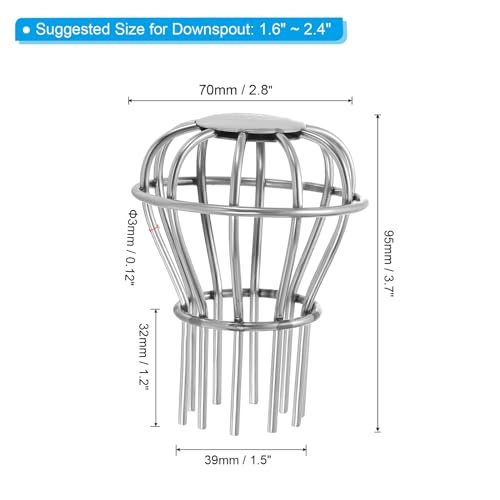 Gutter Guard, 304 Stainless Steel Down Pipe Strainer, Anti-Blocking Line view 2