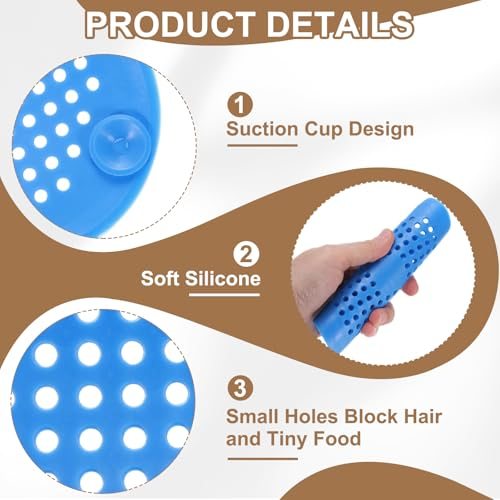 Hair Drain Catcher 5-1/2 Inch, 4 Pcs Silicone Square Drain Protector Hair view 3