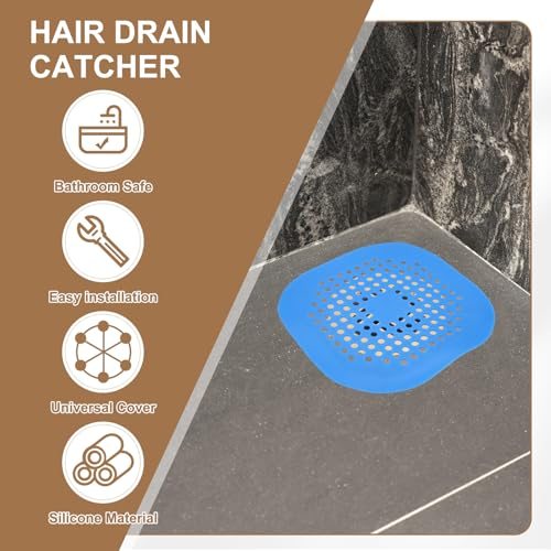 Hair Drain Catcher 5-1/2 Inch, 4 Pcs Silicone Square Drain Protector Hair view 4