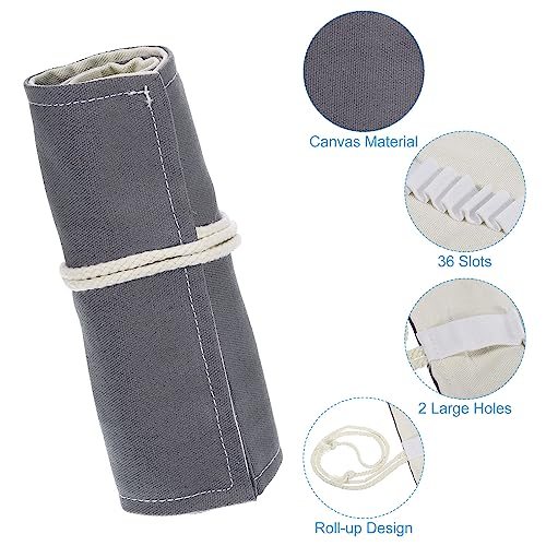 Handmade 36 Slots Roll Up Pencil Case, 2 Pack Canvas Pencil Wrap Pouch view 3