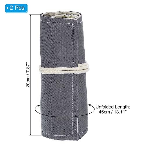 Handmade 36 Slots Roll Up Pencil Case, 2 Pack Canvas Pencil Wrap Pouch view 2