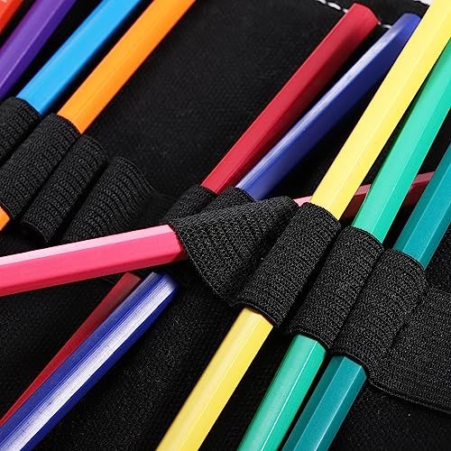 Handmade 36 Slots Roll Up Pencil Case, 2 Pack Canvas Pencil Wrap Pouch view 5