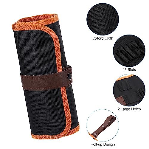 Handmade 48 Slots Roll Up Pencil Case, Oxford Cloth Pencil Wrap Pouch Pen view 3