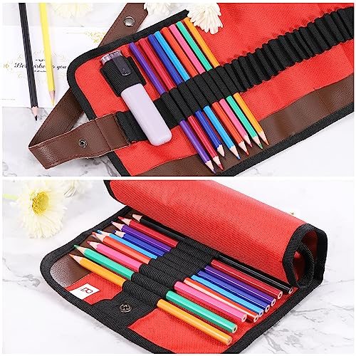 Handmade 48 Slots Roll Up Pencil Case, Oxford Cloth Pencil Wrap Pouch Pen view 5