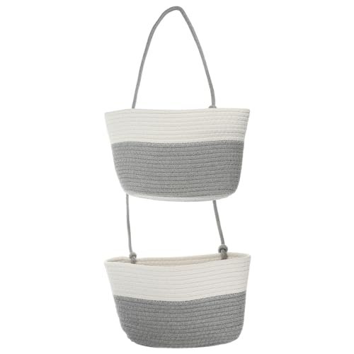 Hanging Basket Over The Door 2-Tier Storage Baskets Organizer Grey — PATIKIL