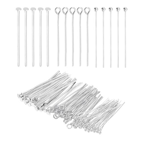 Head Pins Set for Jewelry Making 3 Styles 1.18" Silver Tone — PATIKIL