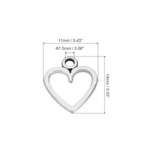 Heart Charm, 100Pcs Mini Heart Circle Pendant Charm Bulk Metal view 2