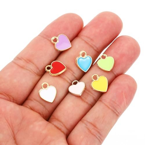 Heart Charm, Heart Bracelet Charm Pendants Small Bulk Resin Alloy Glitters view 3