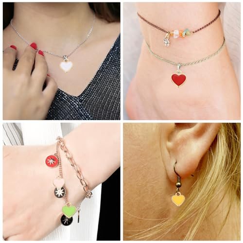 Heart Charm, Heart Bracelet Charm Pendants Small Bulk Resin Alloy Glitters view 5