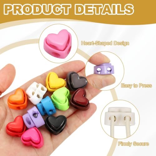 Heart Knitting Needle Stoppers, Double-Hole, White view 3