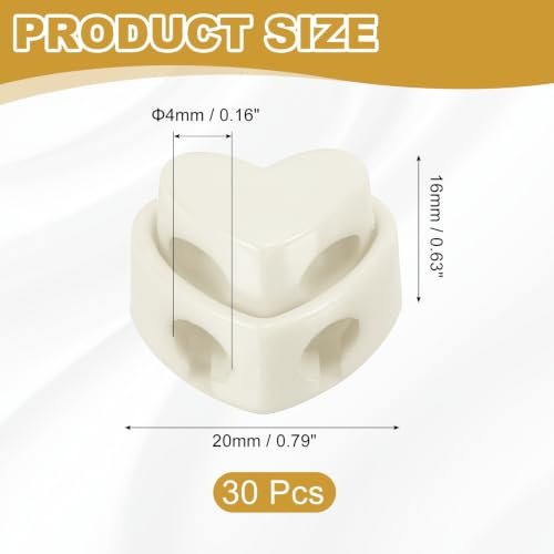Heart Knitting Needle Stoppers, Double-Hole, White view 2