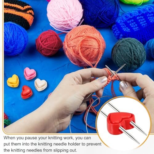 Heart Knitting Needle Stoppers, Double-Hole, White view 4