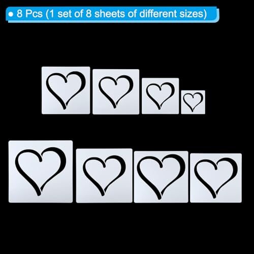 Heart Painting Stencils, 8 Pack Paint Stencils Reusable Painting Template view 3