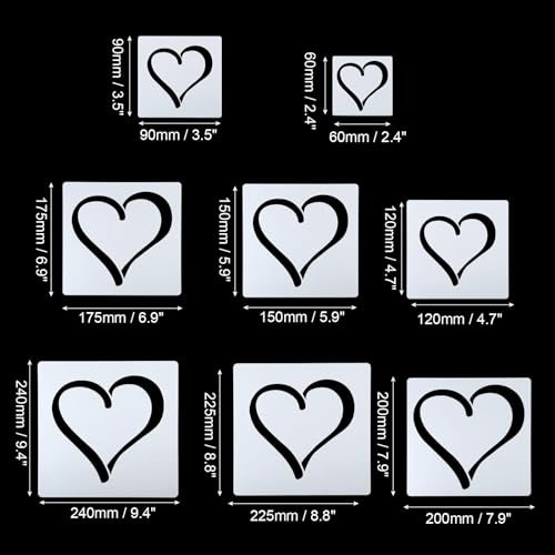 Heart Painting Stencils, 8 Pack Paint Stencils Reusable Painting Template view 2