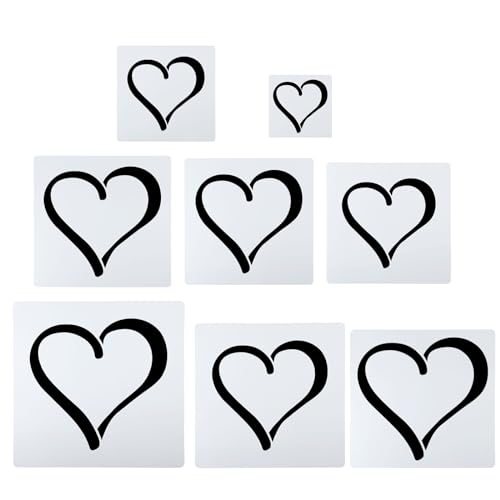 Heart Painting Stencils, 8 Pack Paint Stencils Reusable Painting Template — PATIKIL