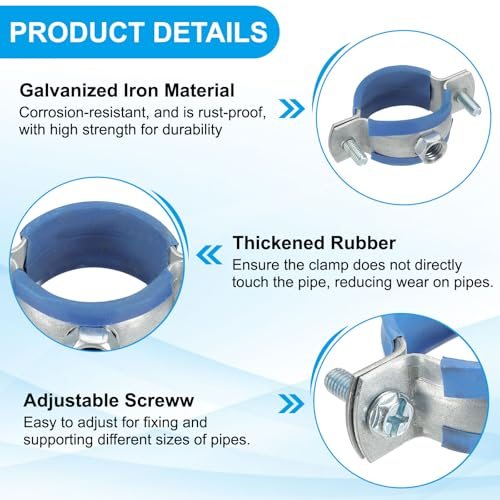 Heavy Duty Adjustable Pipe Bracket Clamp Galvanized Iron Wall Ceiling view 3