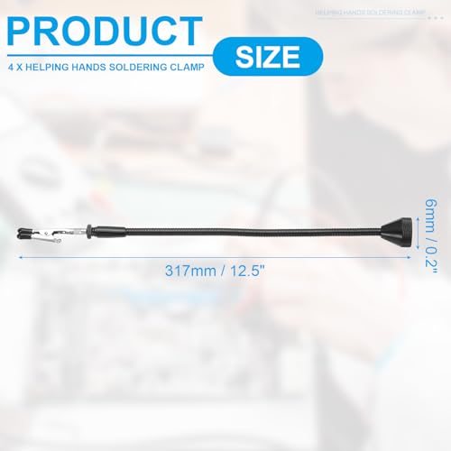 Helping Hands Soldering Clamp, 12.5inch Magnetic Gooseneck Metal Arms view 2