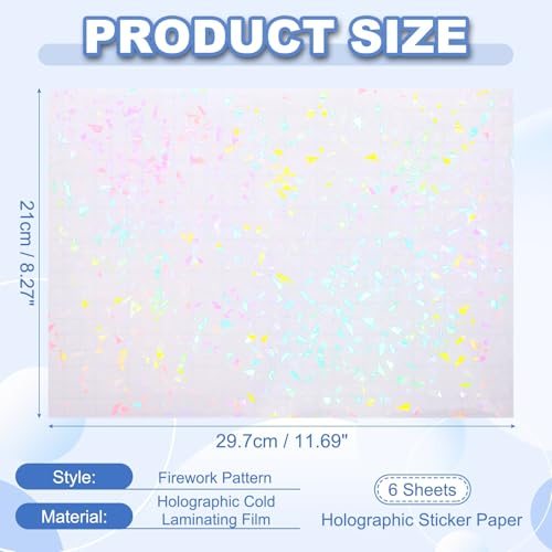 Holographic Laminate Sheets 12"x8" Cracked Glass Pattern 6Pcs view 2
