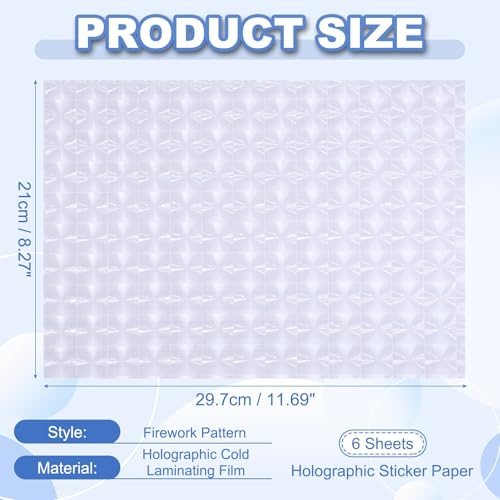 Holographic Laminate Sheets 12"x8" Optical 3D Effect 6Pcs view 2