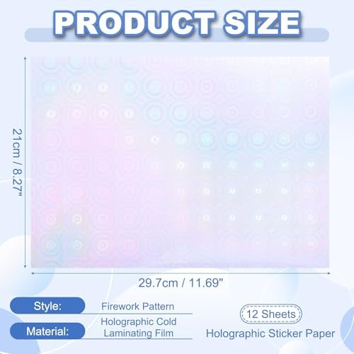 Holographic Laminate Sheets 12x8" Holographic Sticker Paper view 2
