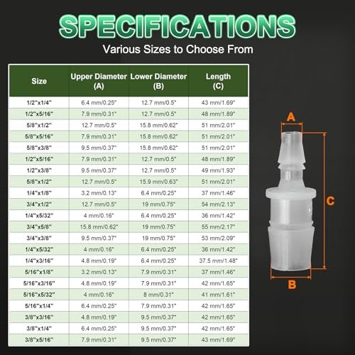 Hose Barb Reducer, White view 5