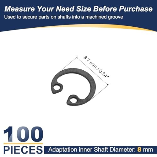 Internal Retaining Rings 8mm C-Clip Snap Ring 65Mn Steel view 2
