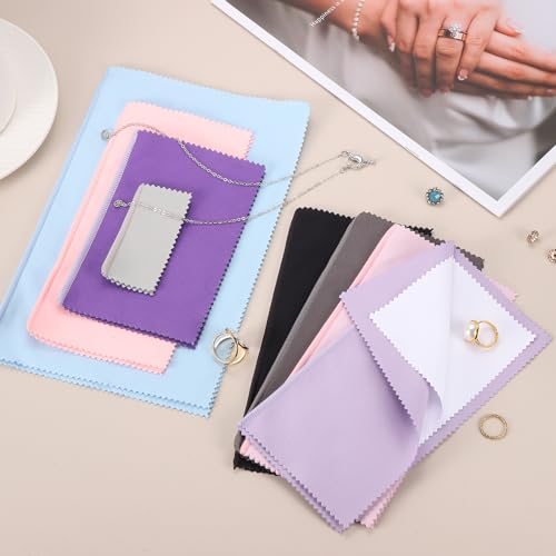 Jewelry Cleaning Cloth Set 4 Sizes Double-Sided Fleece Black view 5