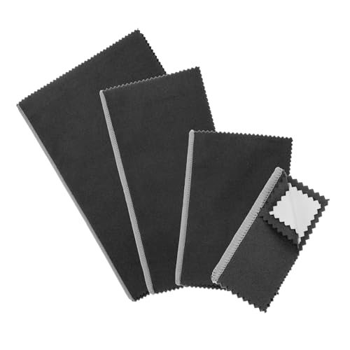 Jewelry Cleaning Cloth Set 4 Sizes Double-Sided Fleece Black — PATIKIL