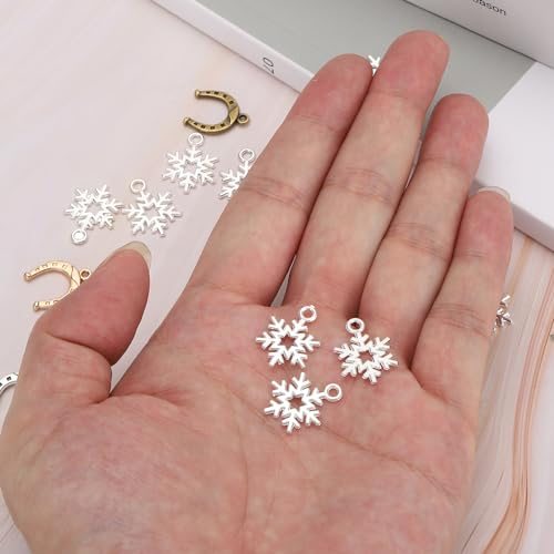 Jewelry Making Charm Bulk, 10 Pcs Alloy Snowflake Pendants DIY view 3