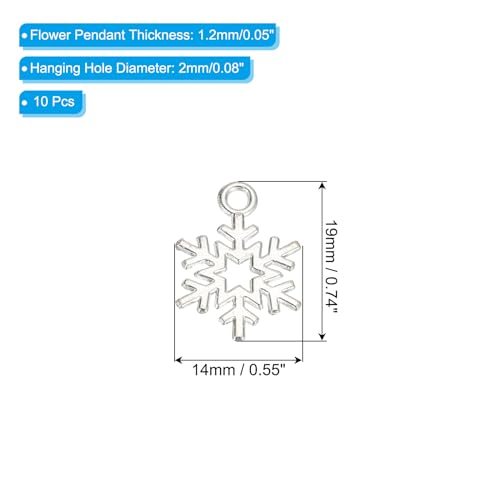 Jewelry Making Charm Bulk, 10 Pcs Alloy Snowflake Pendants DIY view 2