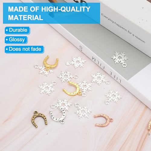 Jewelry Making Charm Bulk, 10 Pcs Alloy Snowflake Pendants DIY view 4