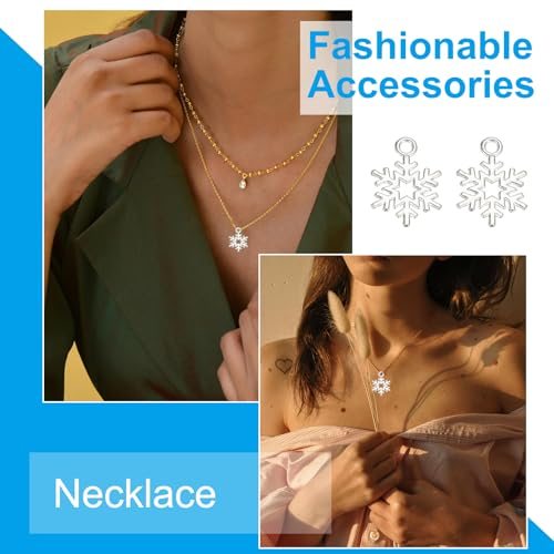 Jewelry Making Charm Bulk, 10 Pcs Alloy Snowflake Pendants DIY view 5