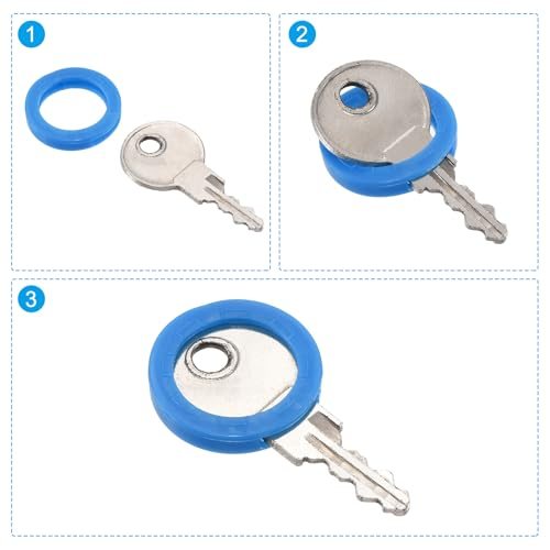 Key Caps Covers Rings 0.9" Coding Tags Silicone Blue 5pcs view 5