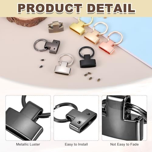 Key Fob Hardware with Split Ring 1" with 2 Screws Light Black, Key view 3
