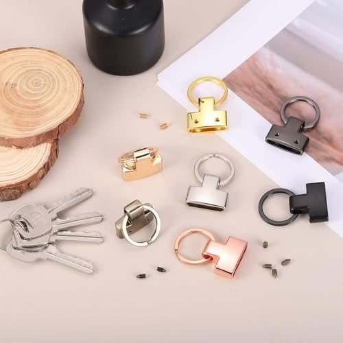 Key Fob Hardware with Split Ring 1" with 2 Screws Light Black, Key view 5